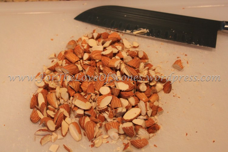 Coarsely chop the almonds