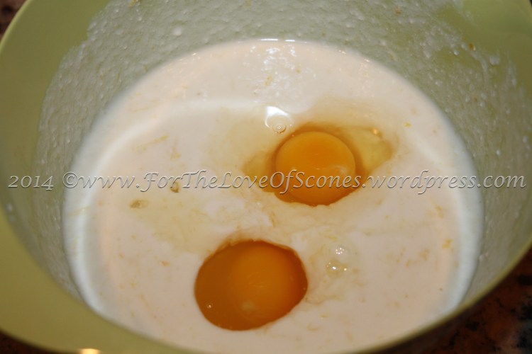 Add the eggs to the buttermilk mixture & whisk well.