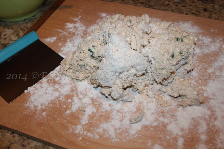 Turn out onto a lightly floured countertop and knead a few times to work in the dry bits.