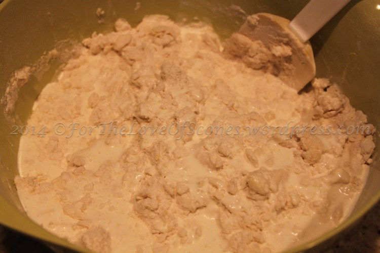 *Out of order with listed instructions* Begin by drizzling in part of the lemon juice-cream mixture. Try not to add more than needed, as the mascarpone tends to make this scone spread out more than normal in the oven.