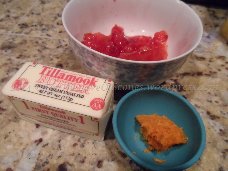 Ingredients for the blood orange butter.