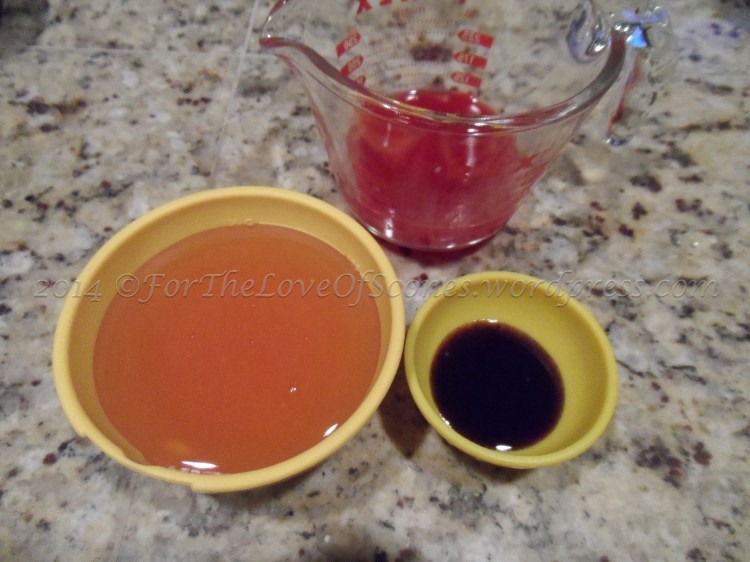 Combine honey, vanilla paste, and blood orange juice.