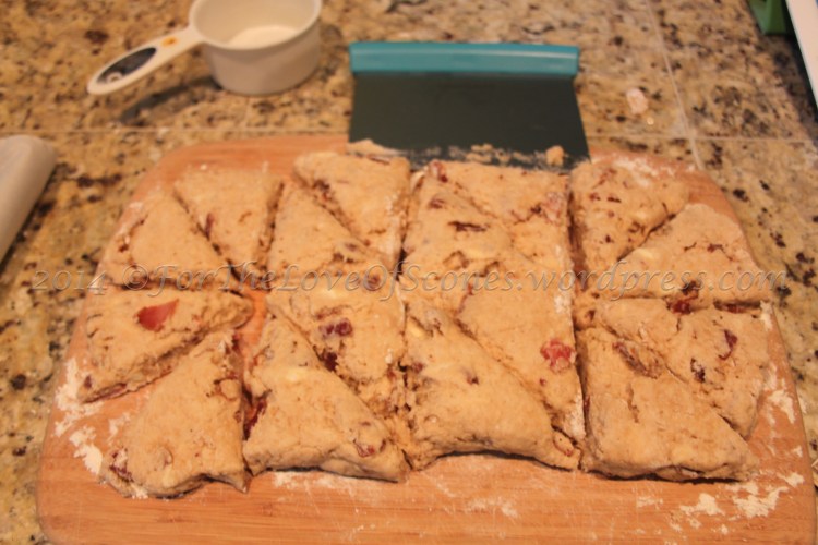 Pat out into a log and cut into 16 triangles! 